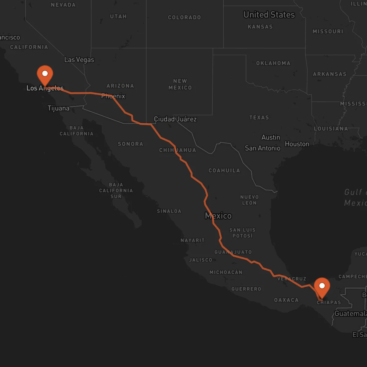 Ruta Tuxtla Gutiérrez - Los Angeles