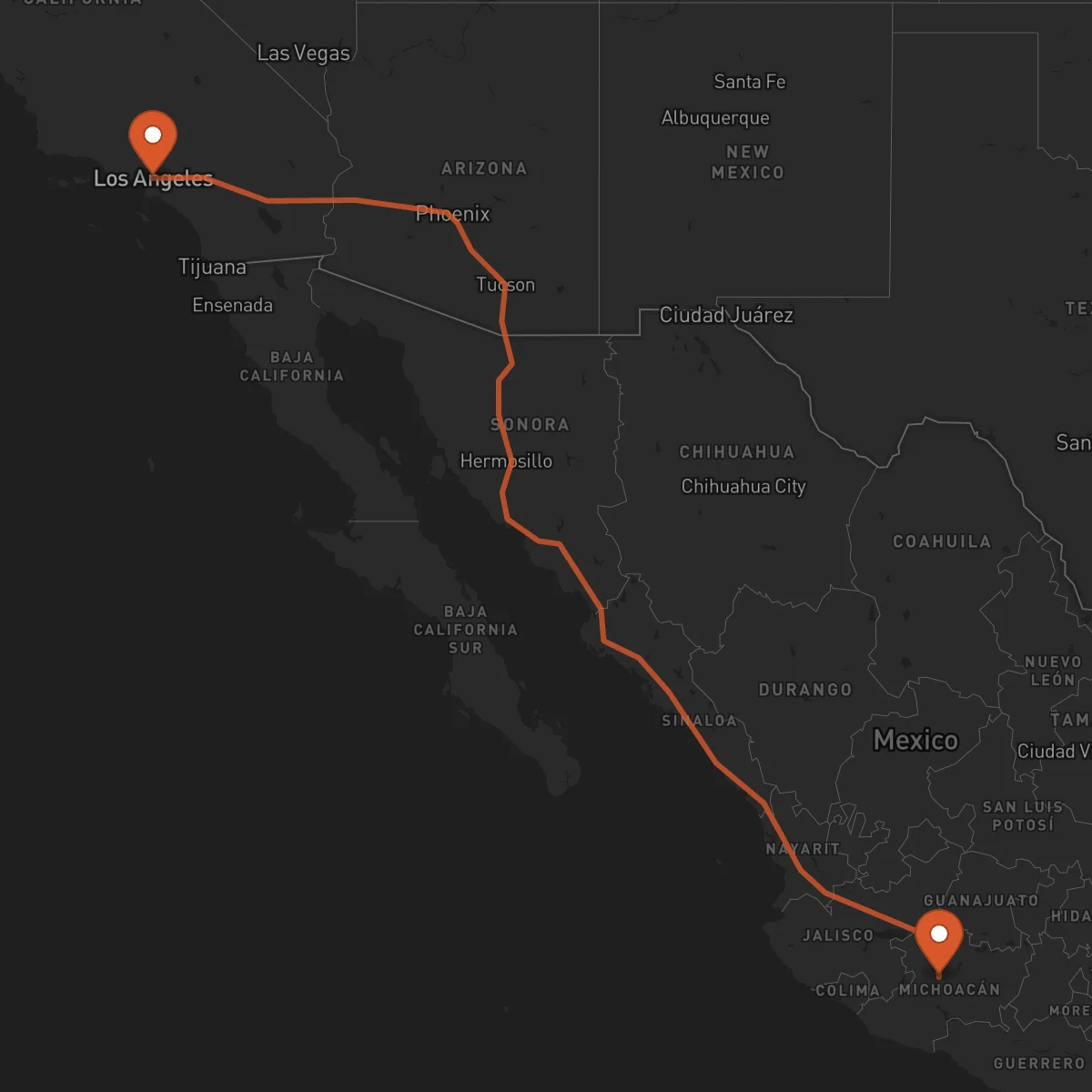 Ruta Uruapan - Los Angeles