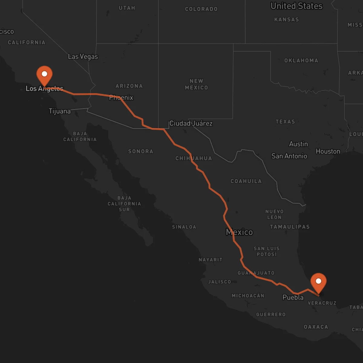Ruta Veracruz - Los Angeles