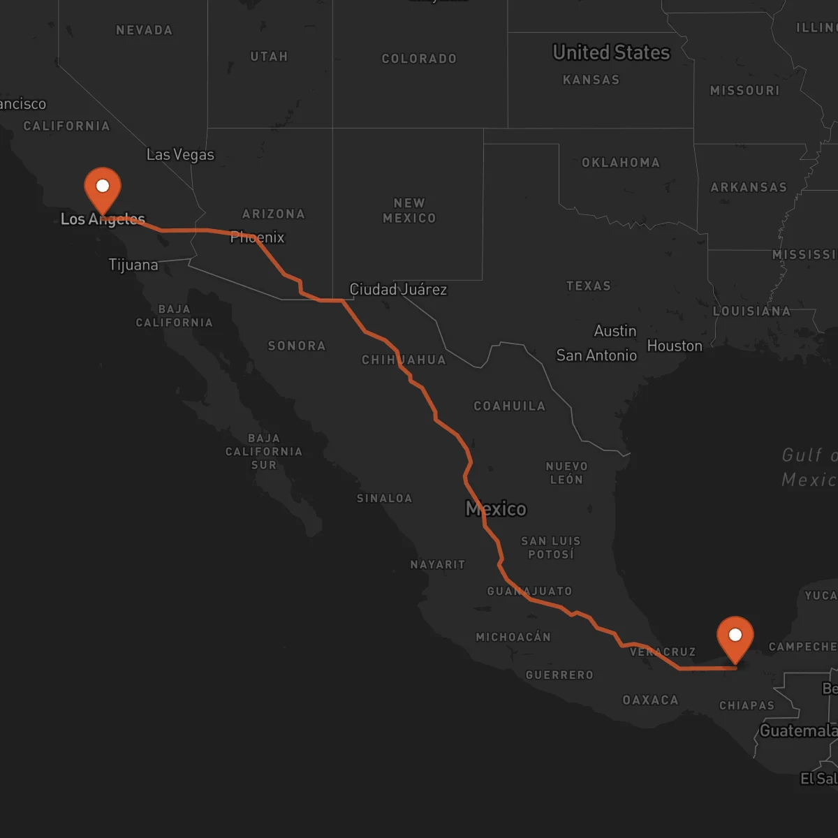 Ruta Villahermosa - Los Angeles