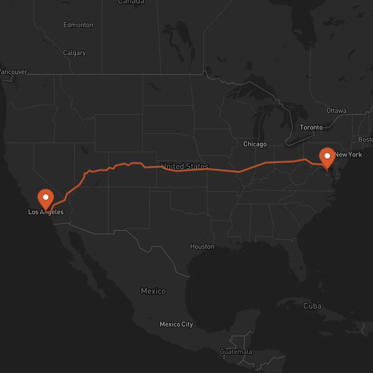 Ruta Washington D.C. - Los Angeles