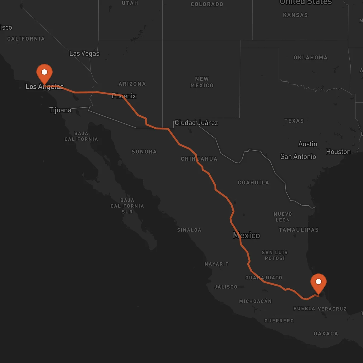 Ruta Xalapa - Los Angeles