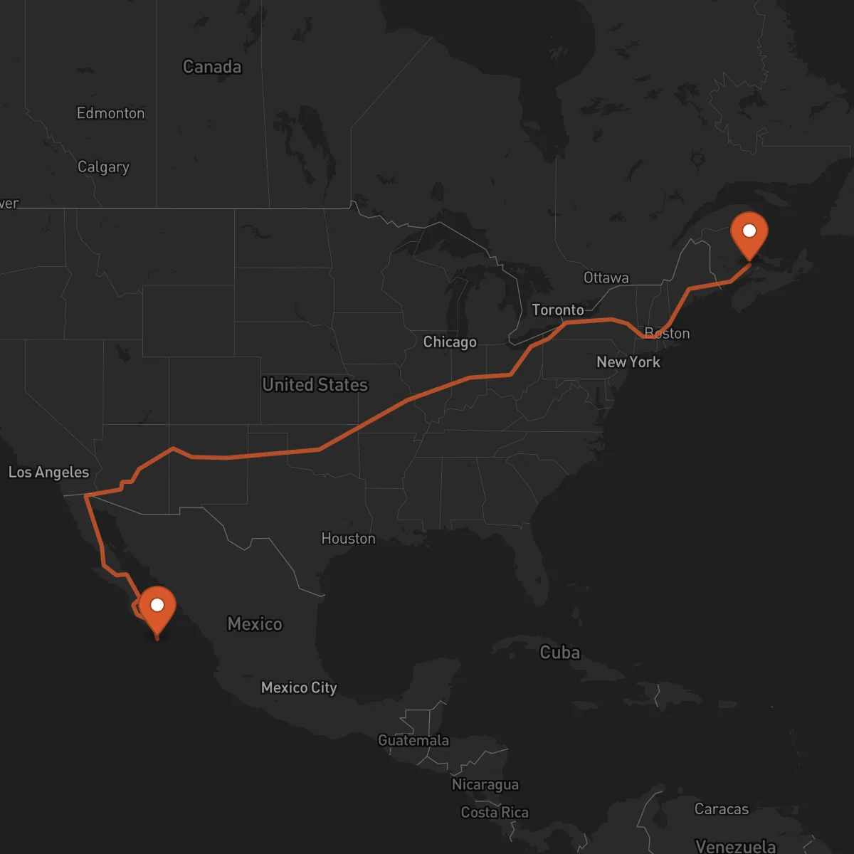 Ruta Moncton - Los Cabos