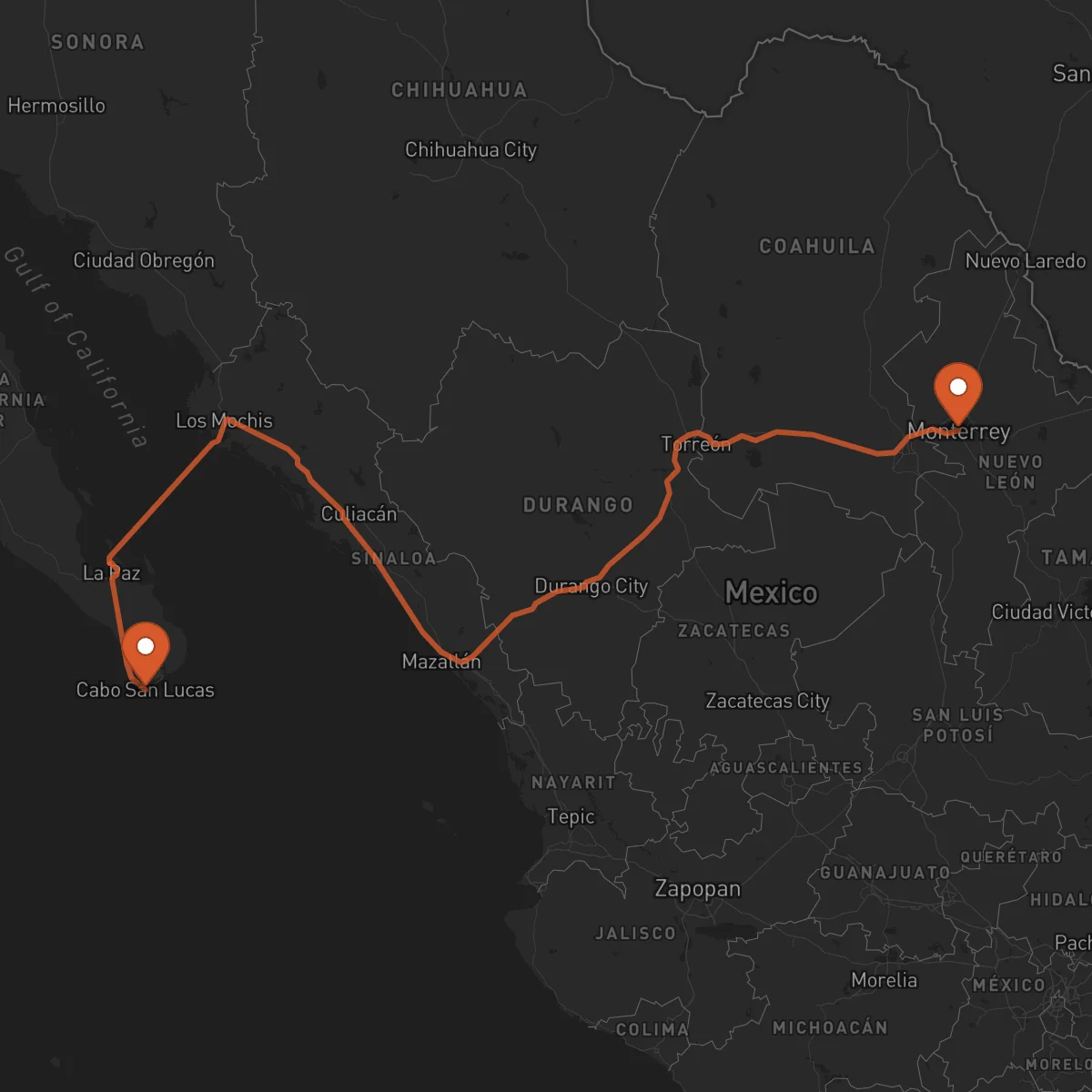 Ruta Los Cabos - Monterrey