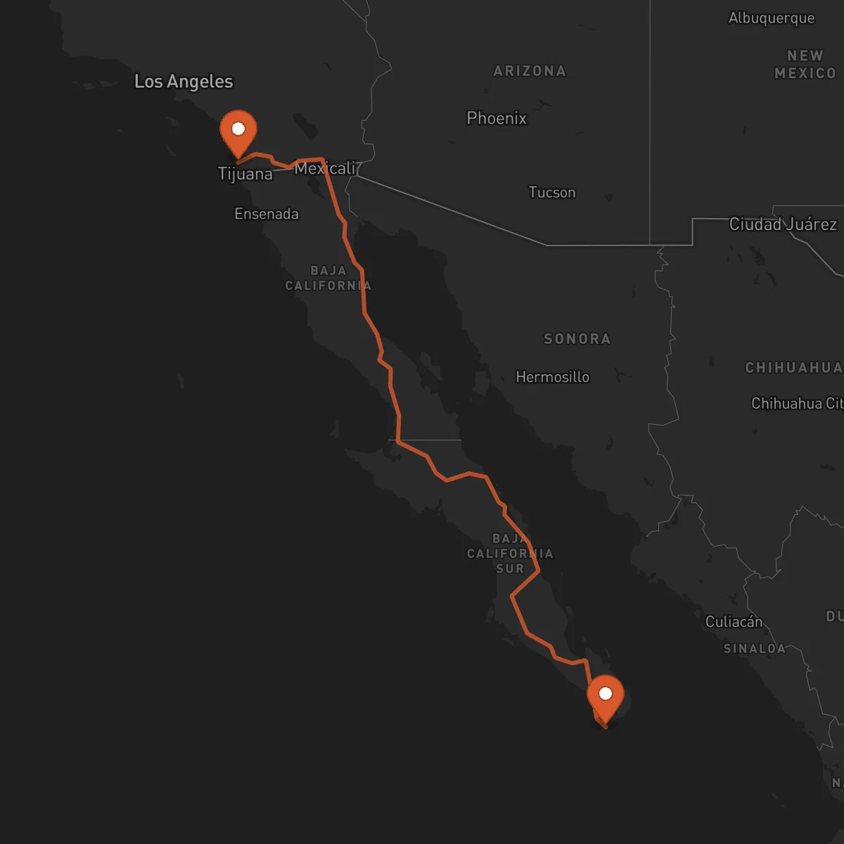 Ruta Los Cabos - San Diego