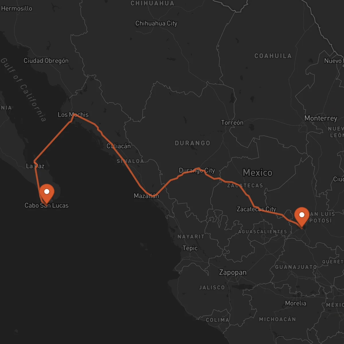 Ruta San Luis Potosí - Los Cabos