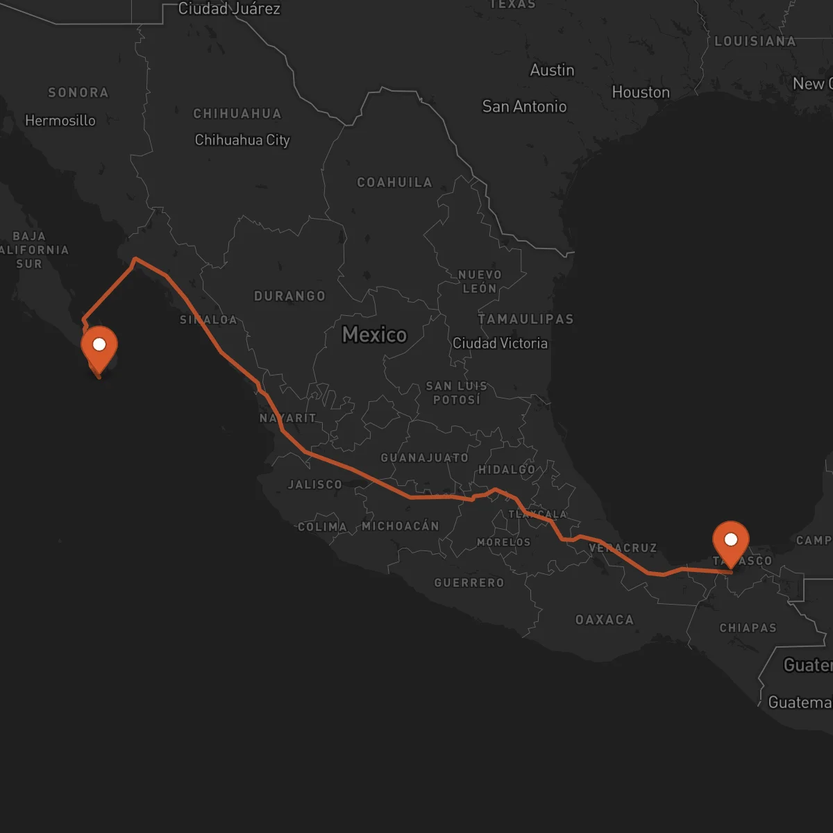 Ruta Villahermosa - Los Cabos