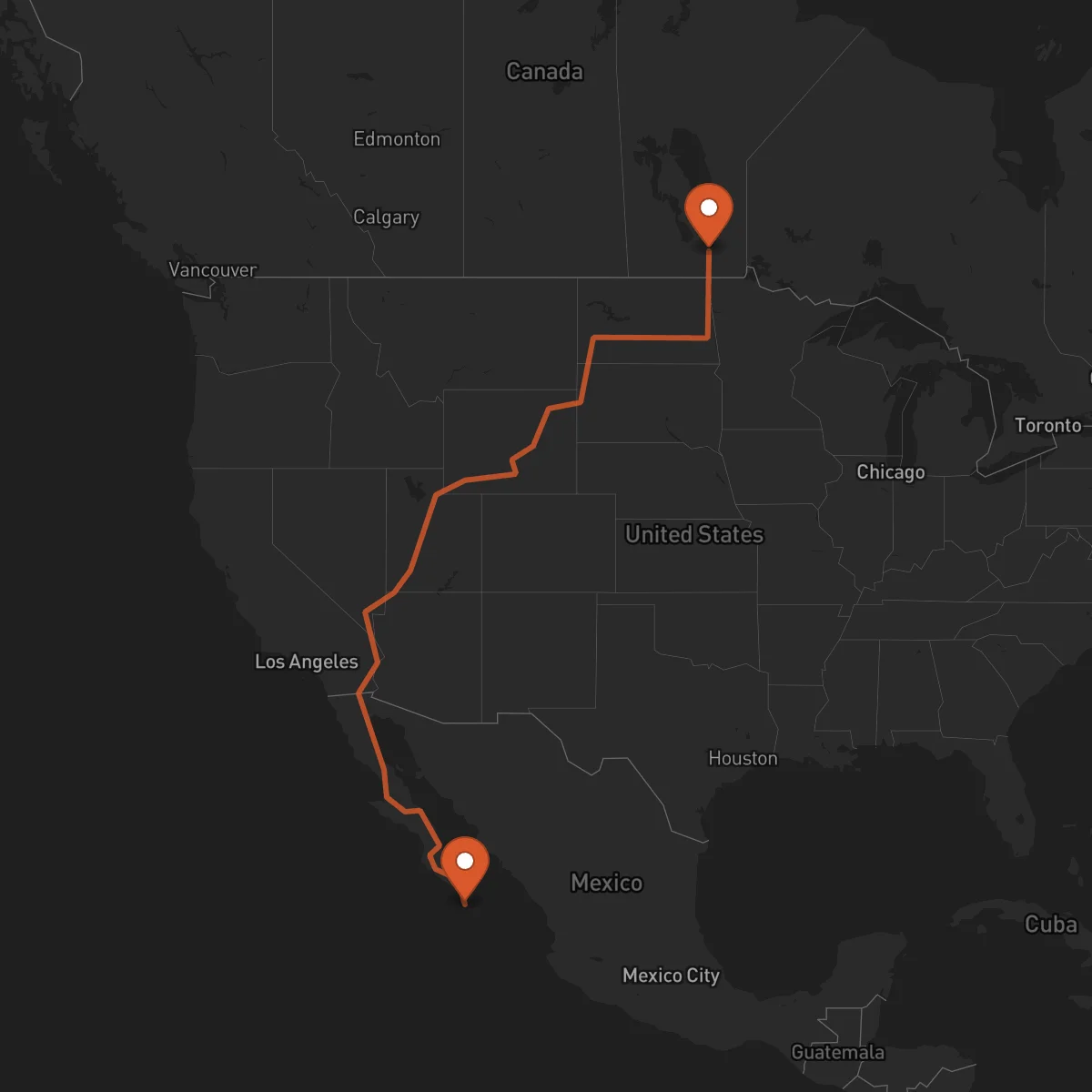 Ruta Los Cabos - Winnipeg