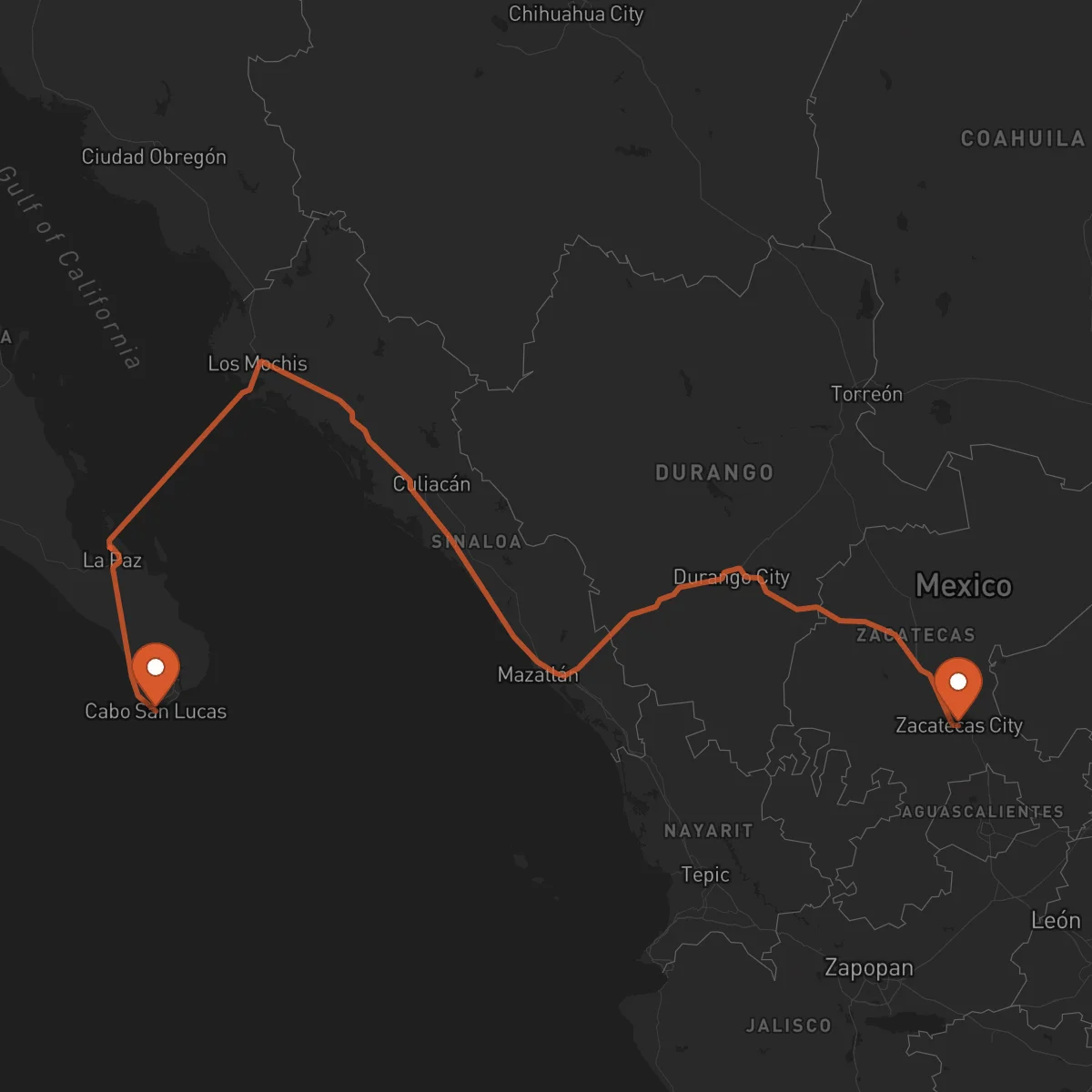 Ruta Zacatecas - Los Cabos