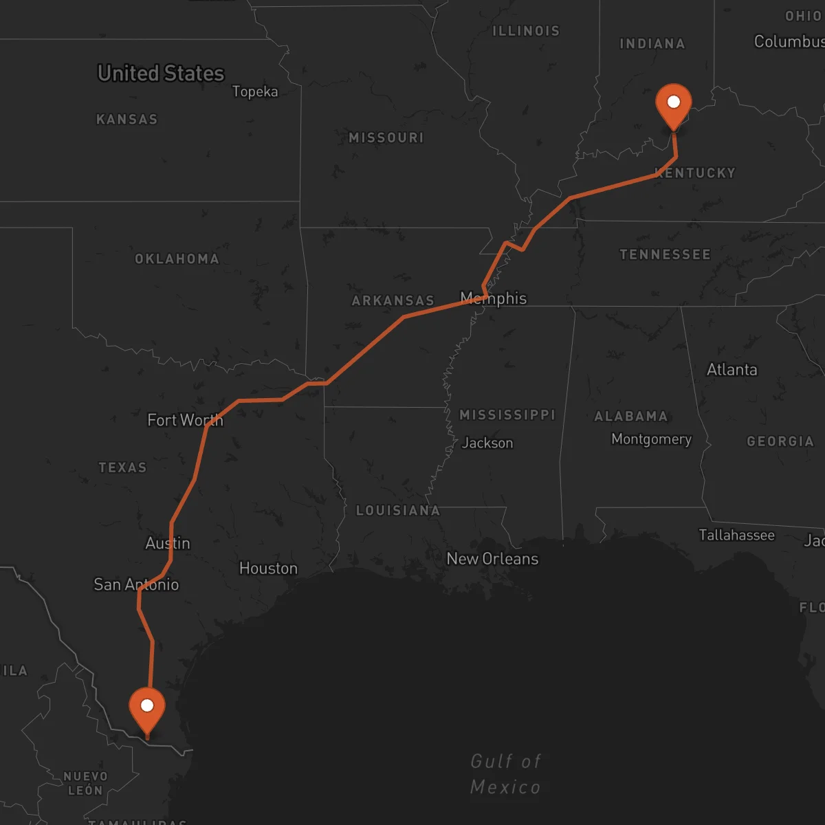 Ruta Louisville - McAllen