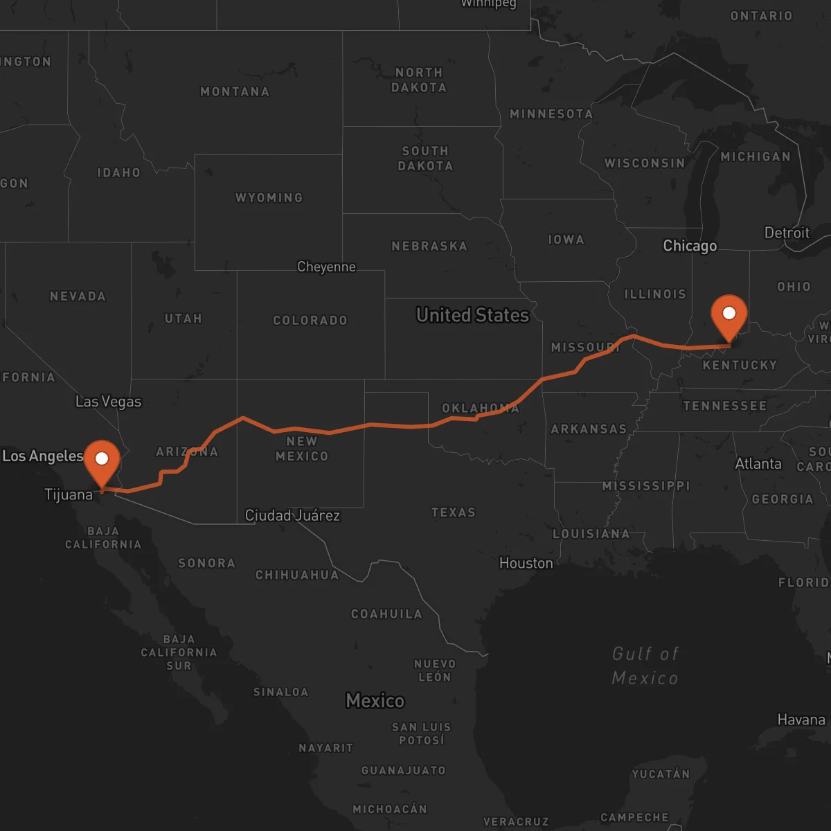 Ruta Mexicali - Louisville