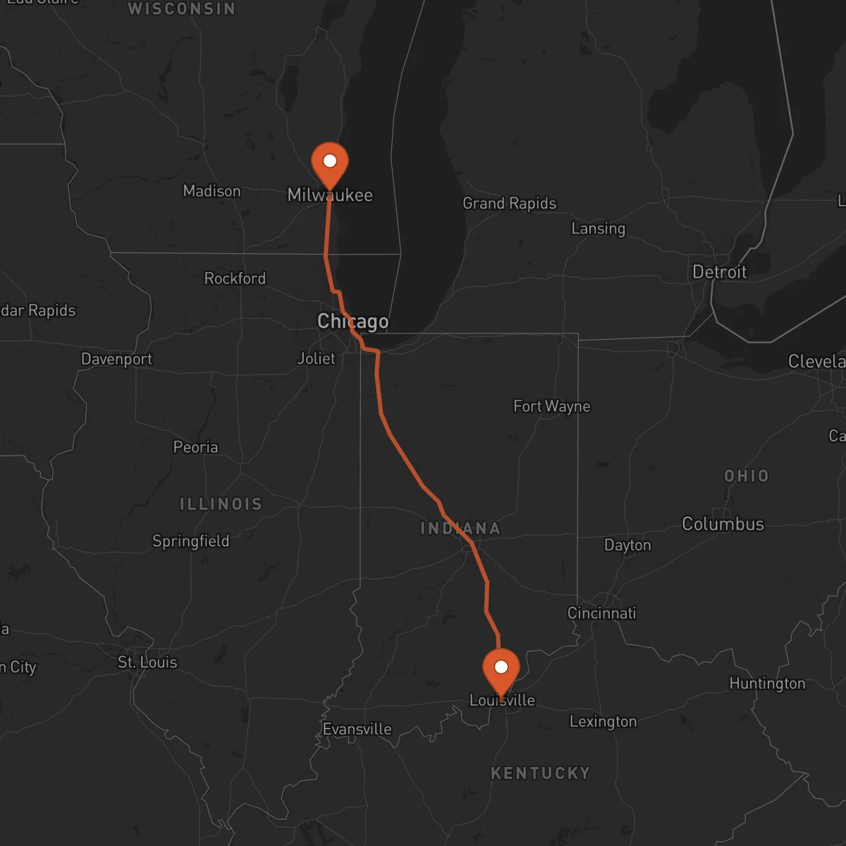 Ruta Louisville - Milwaukee
