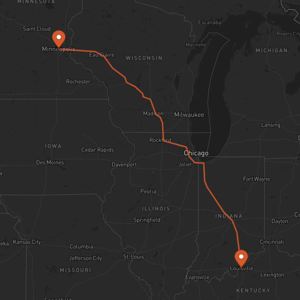 Ruta Louisville - Minneapolis
