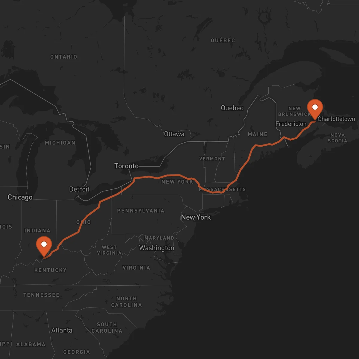 Ruta Moncton - Louisville