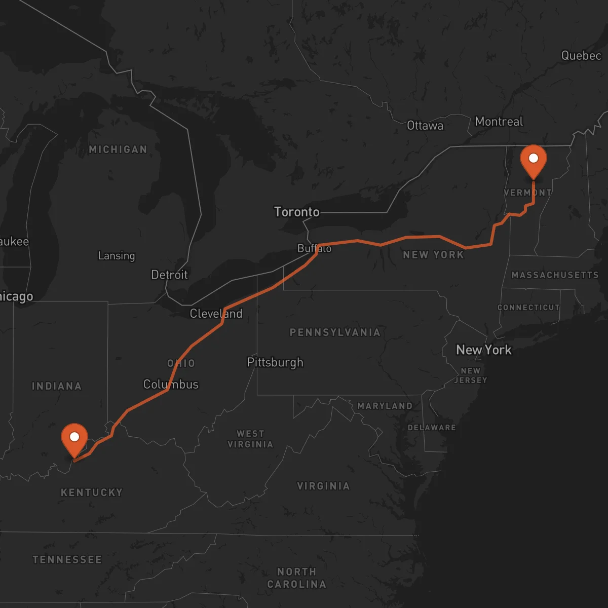 Ruta Montpelier - Louisville