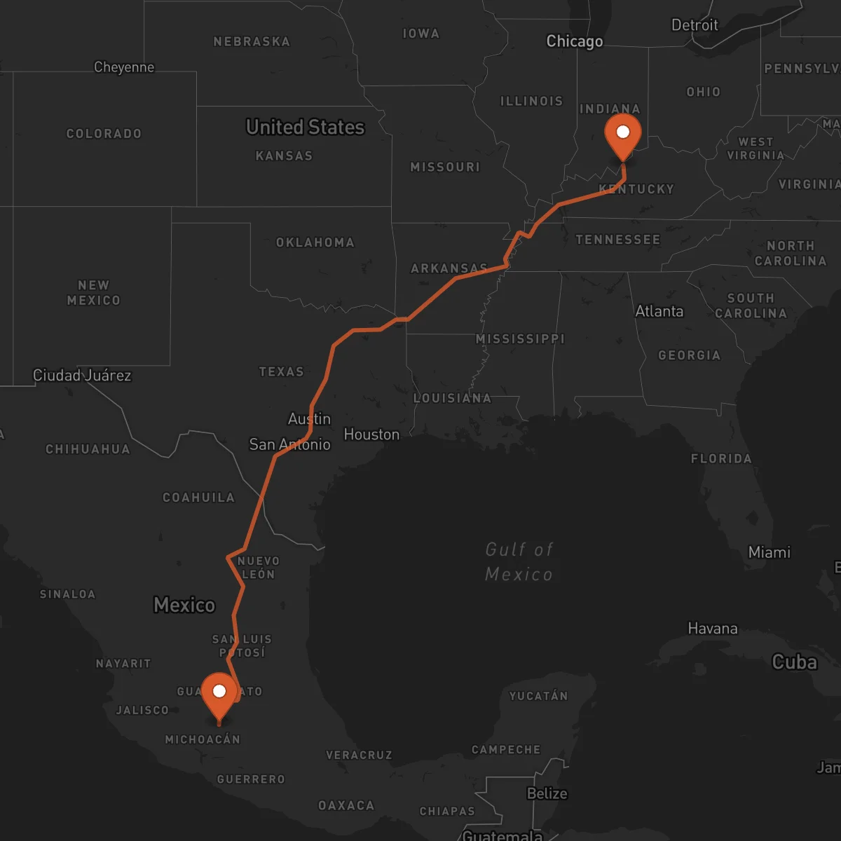 Ruta Morelia - Louisville