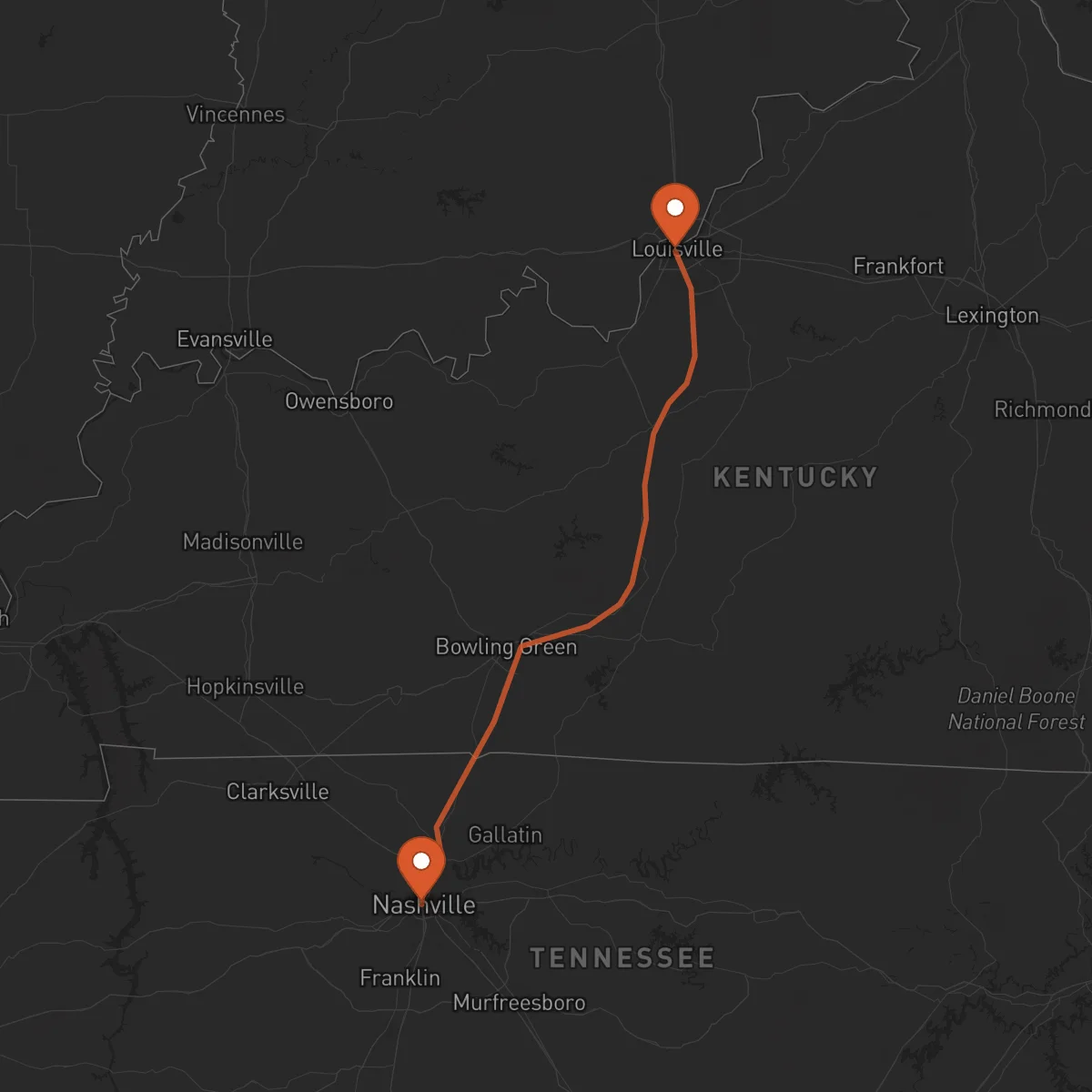 Ruta Louisville - Nashville