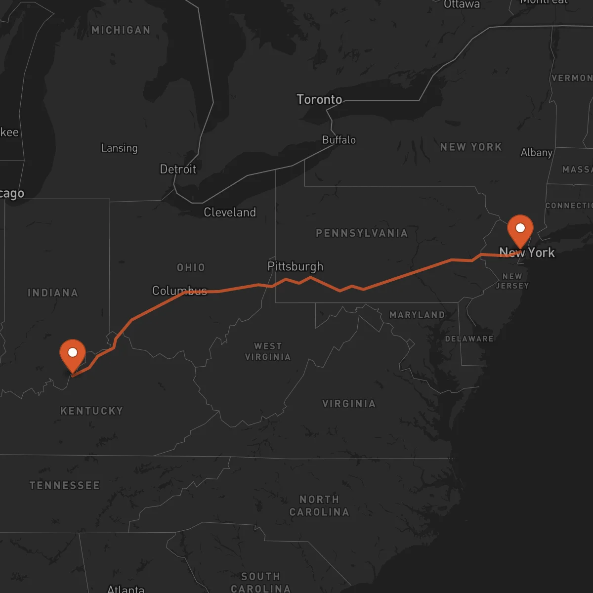 Ruta Newark - Louisville