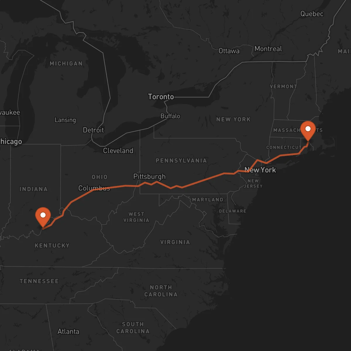 Ruta Louisville - Providence