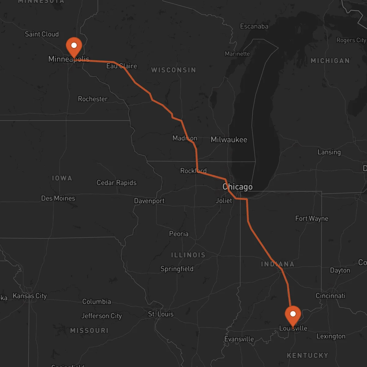 Ruta Louisville - Saint Paul