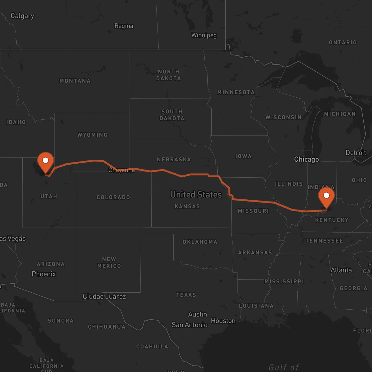 Ruta Salt Lake City - Louisville