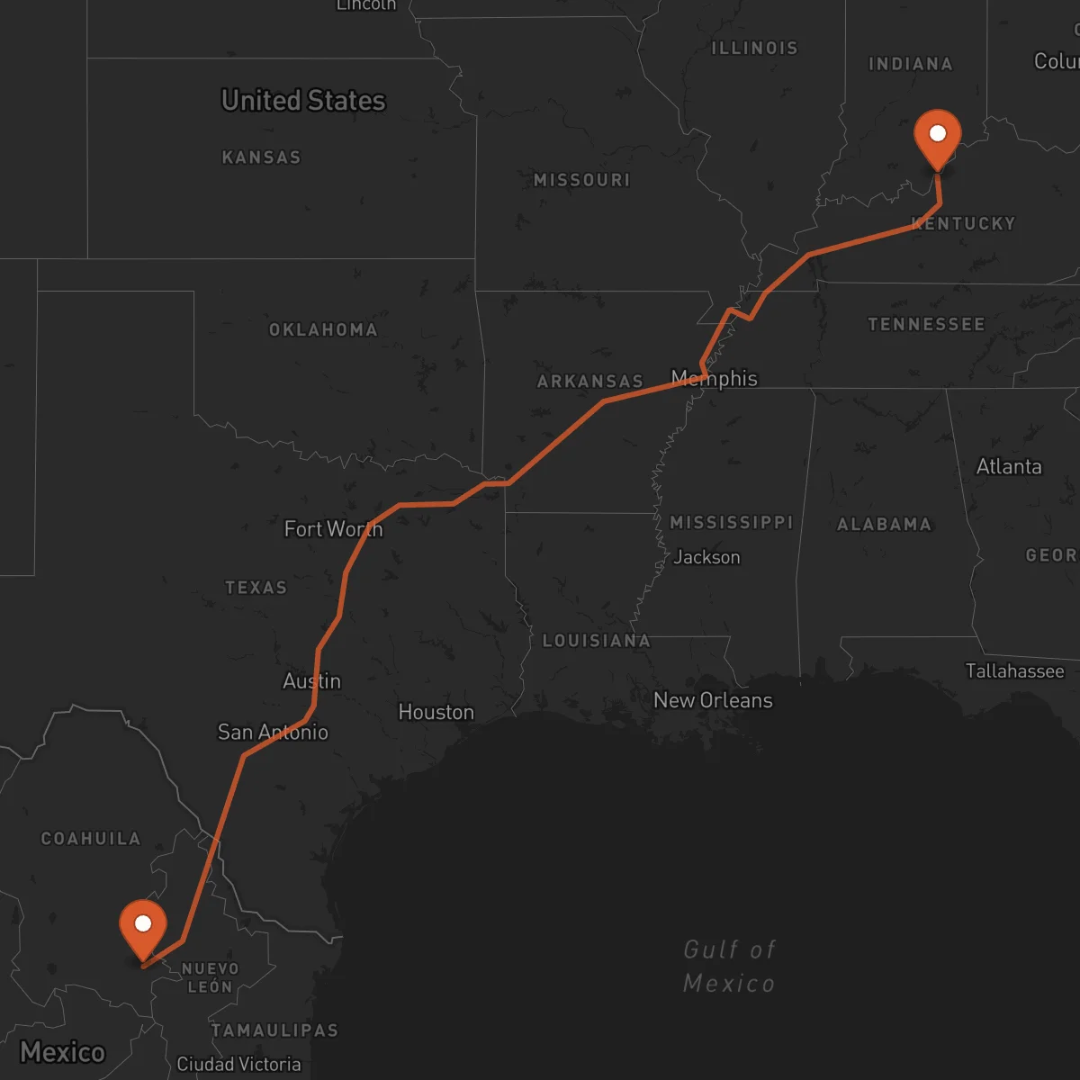 Ruta Louisville - Saltillo