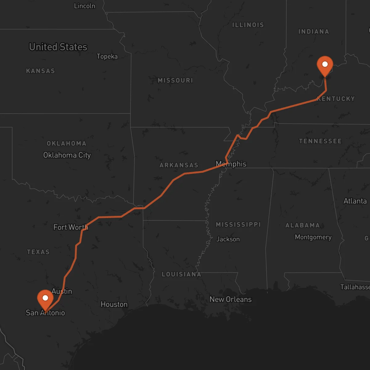 Ruta Louisville - San Antonio