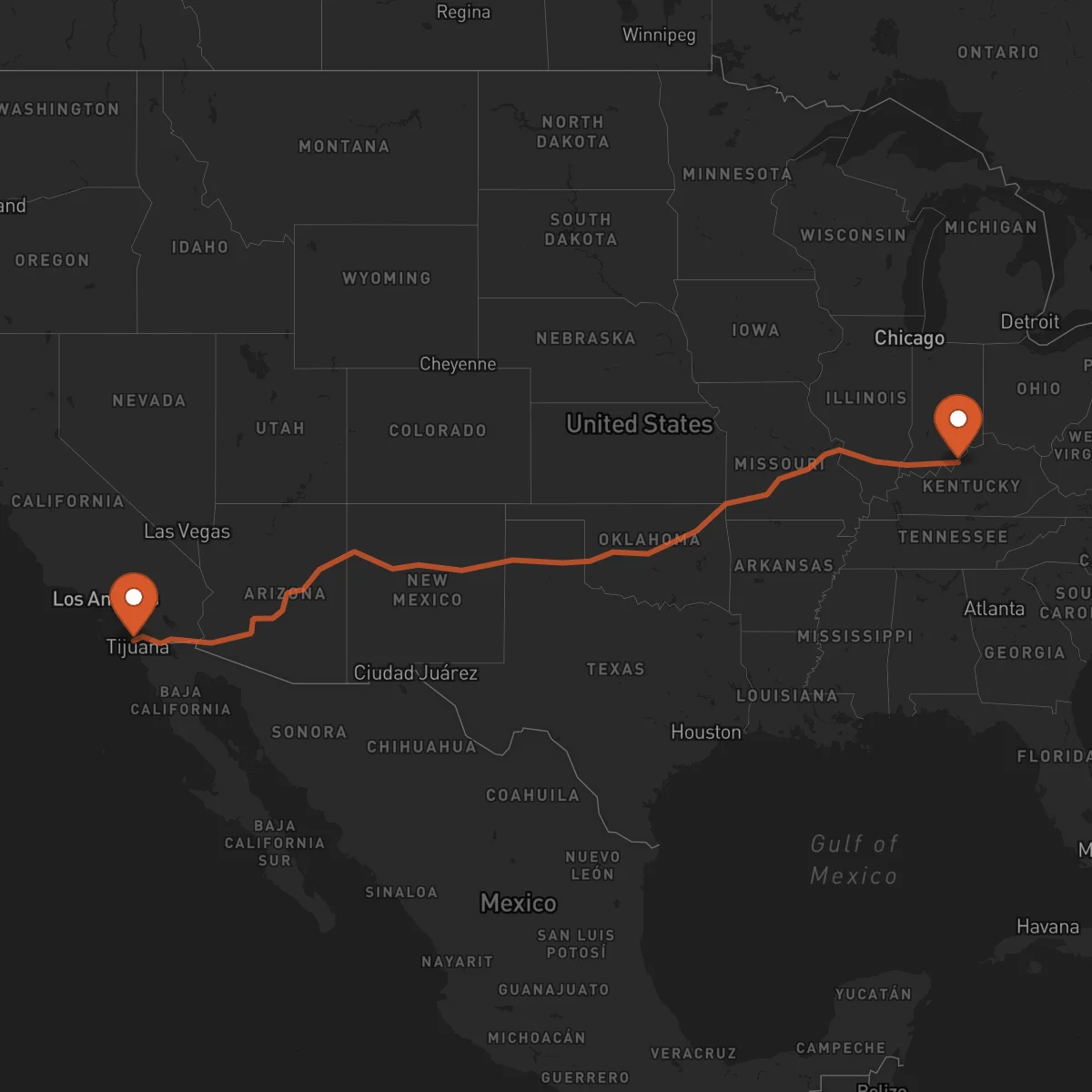 Ruta San Diego - Louisville