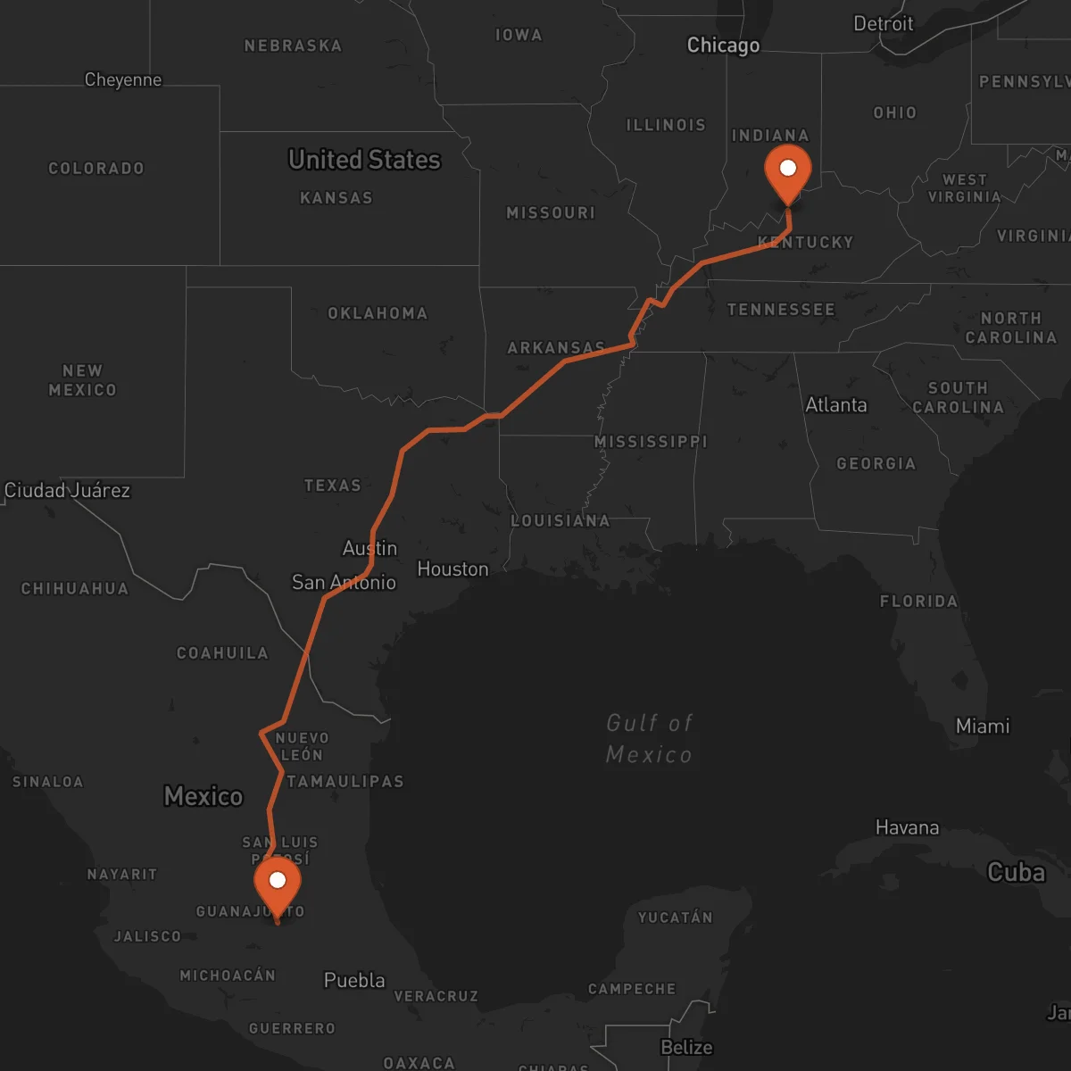Ruta Santiago de Querétaro - Louisville