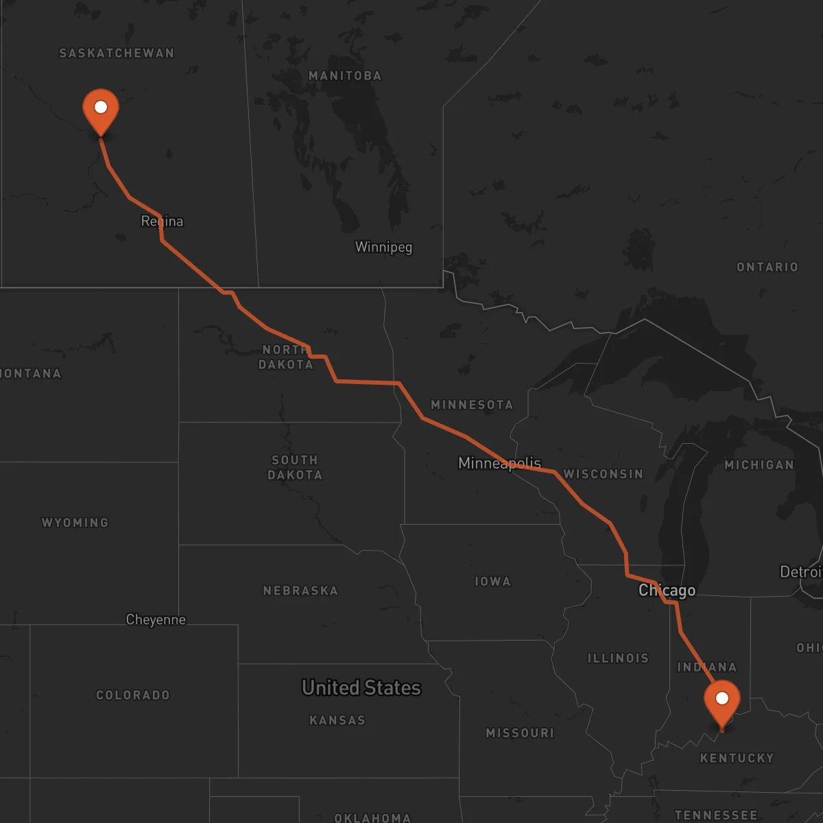 Ruta Louisville - Saskatoon