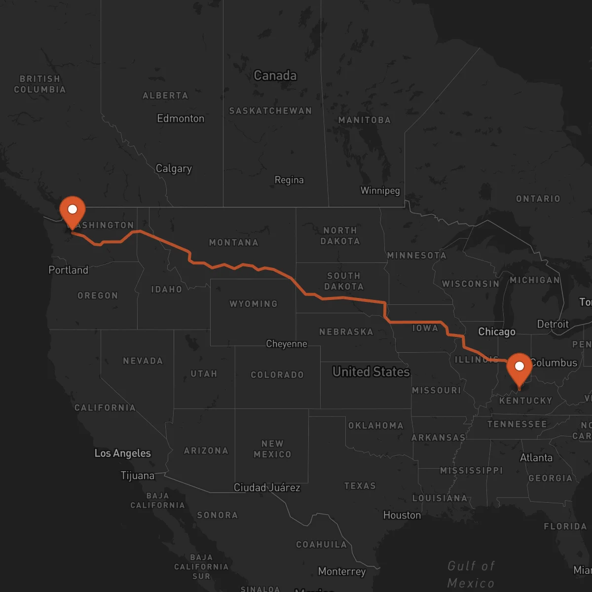 Ruta Louisville - Seattle