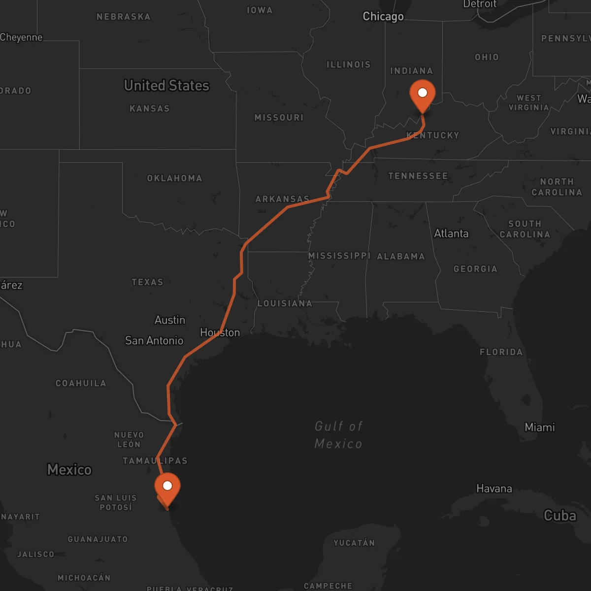Ruta Louisville - Tampico