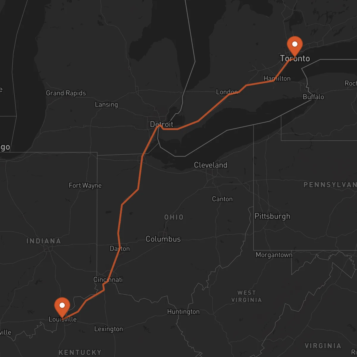 Ruta Louisville - Toronto