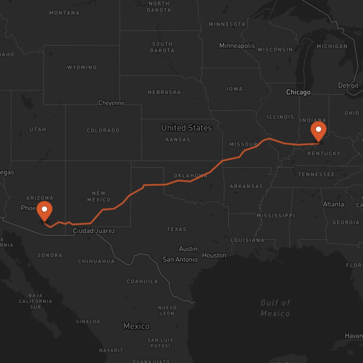 Ruta Tucson - Louisville