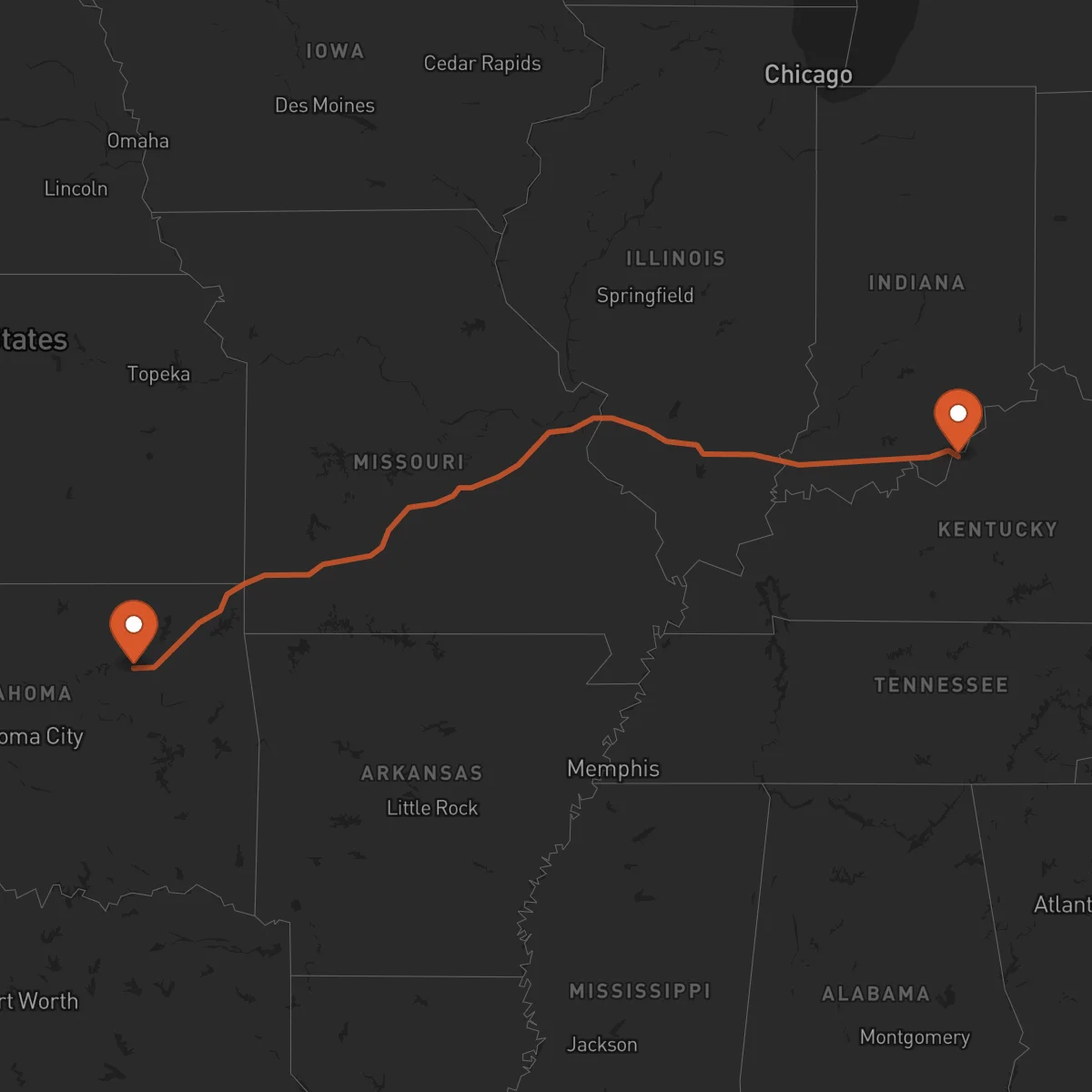 Ruta Louisville - Tulsa