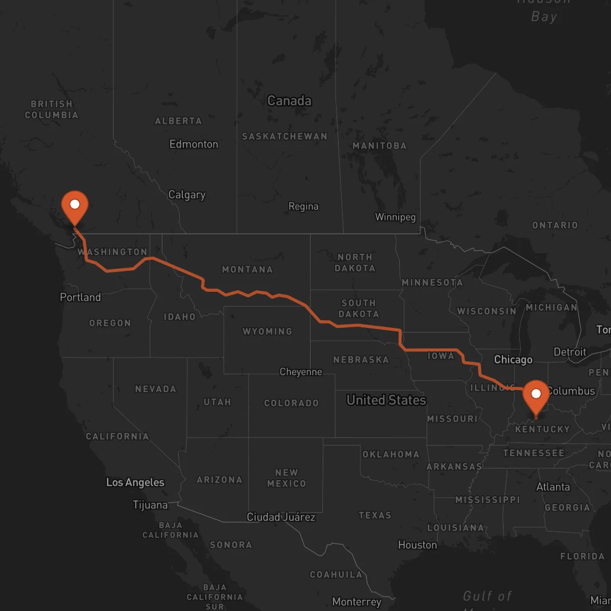 Ruta Louisville - Vancouver