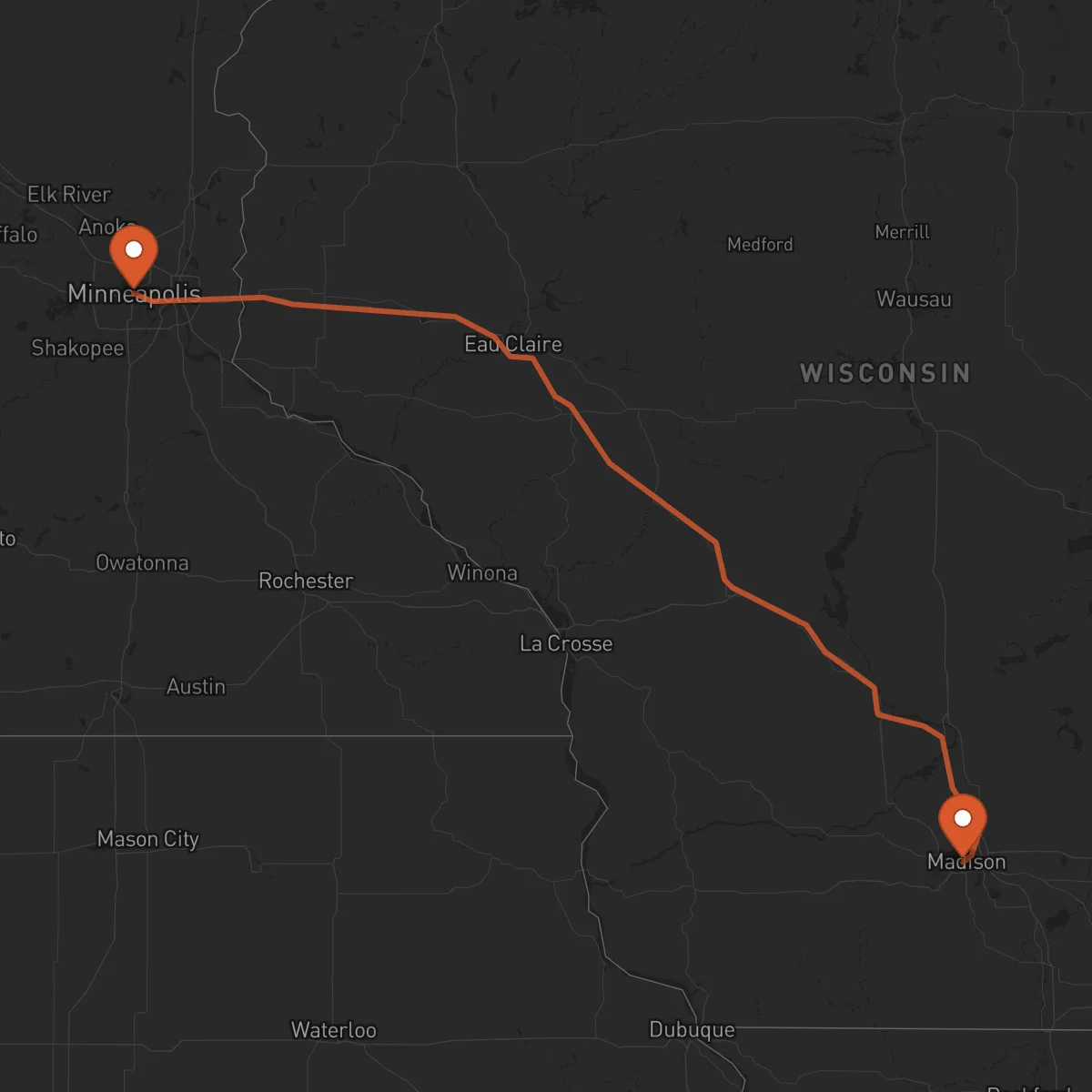 Ruta Minneapolis - Madison