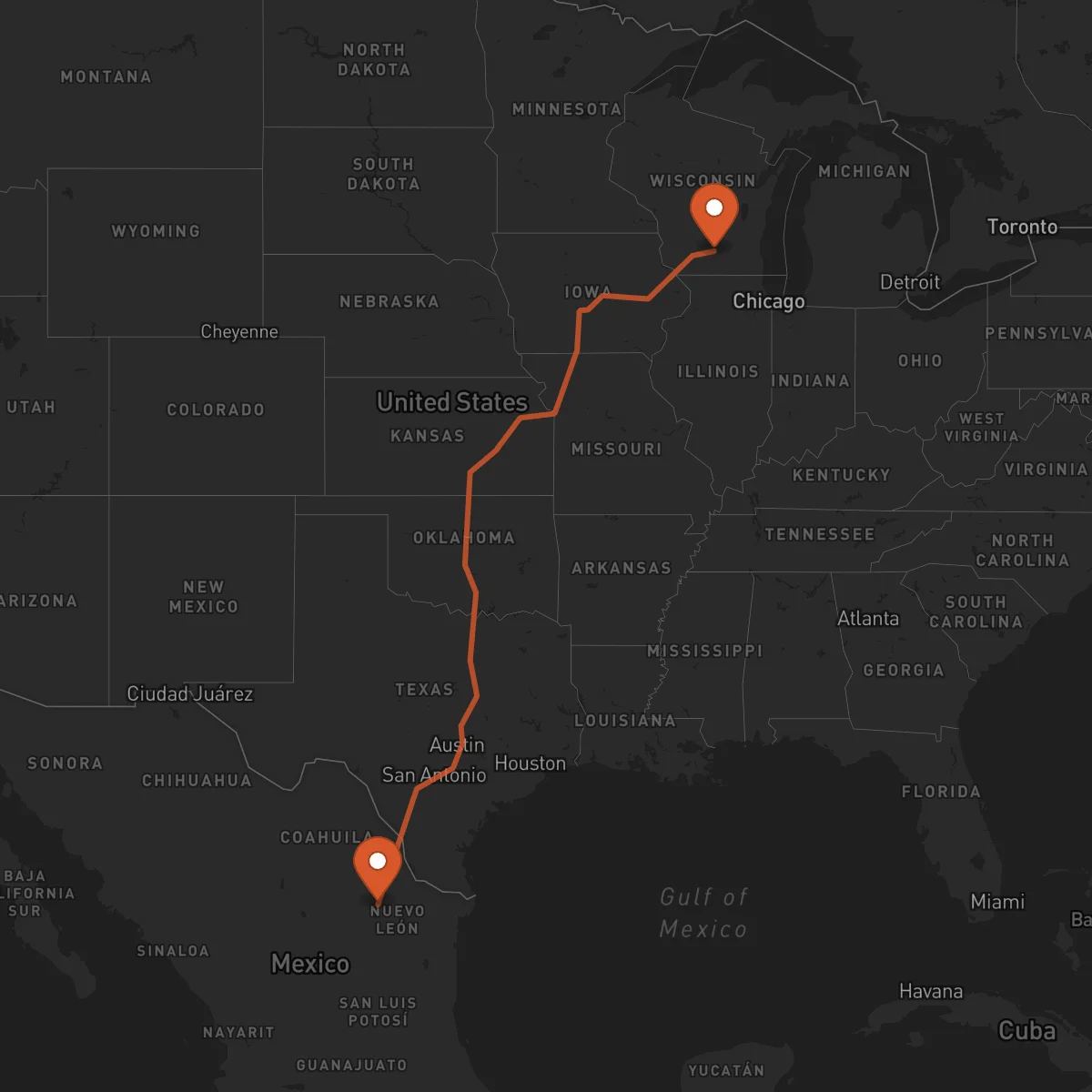 Ruta Monterrey - Madison