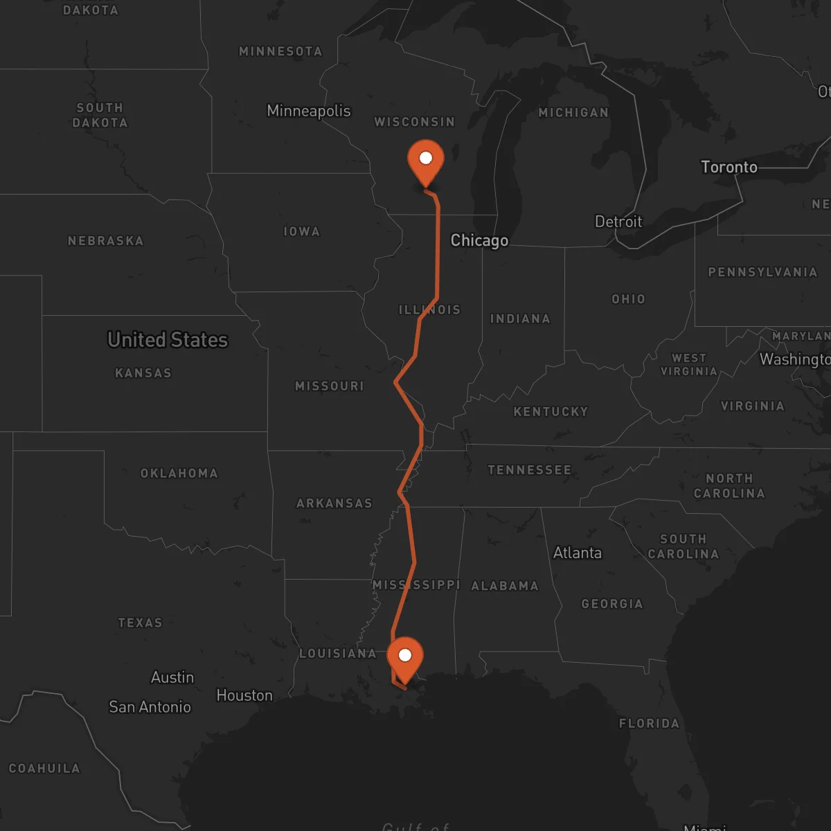 Ruta New Orleans - Madison