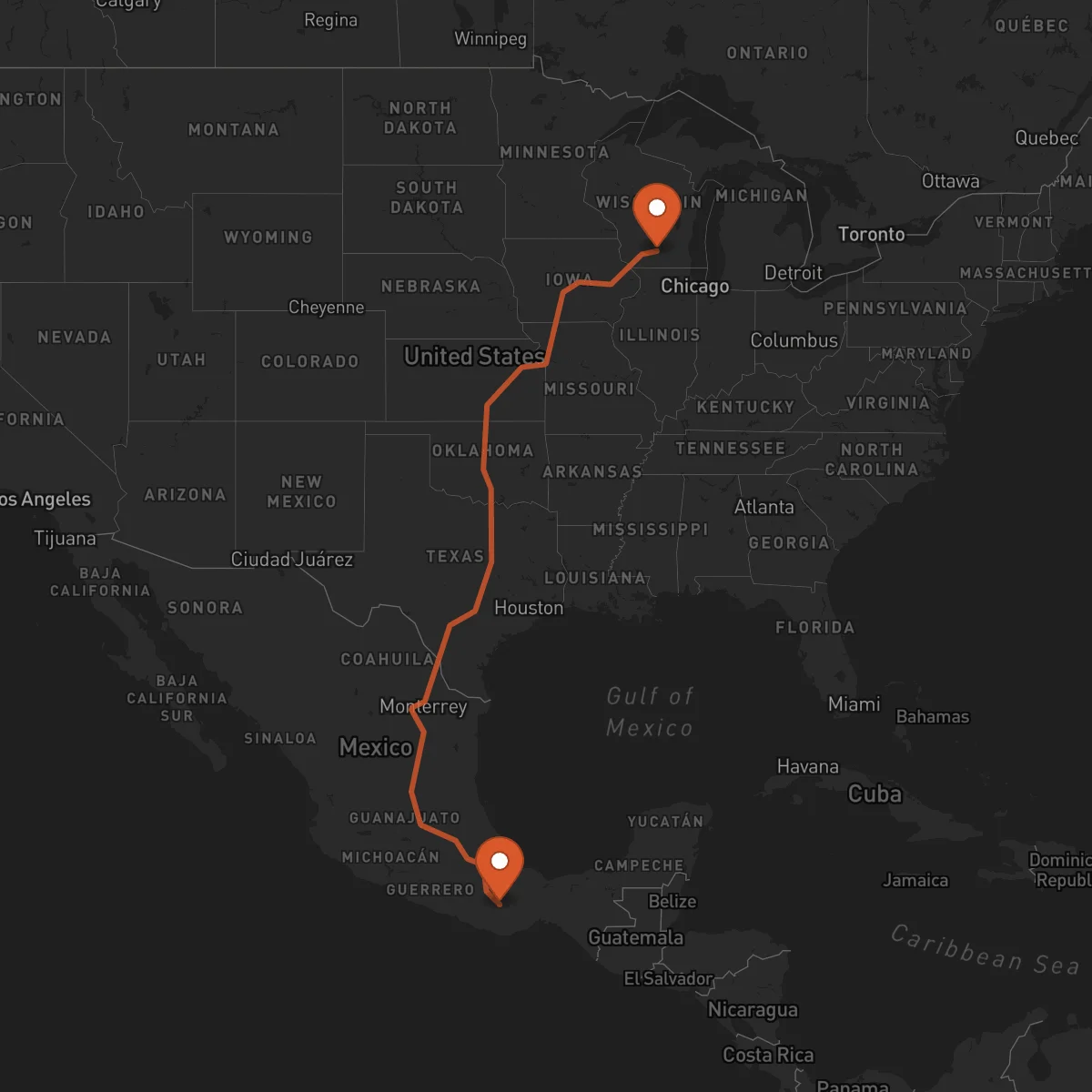 Ruta Oaxaca de Juárez - Madison