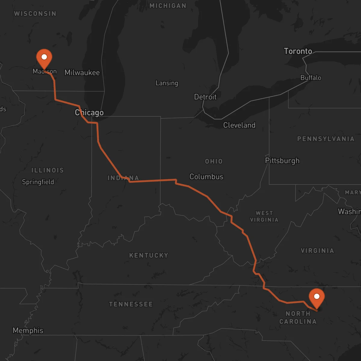Ruta Raleigh - Madison