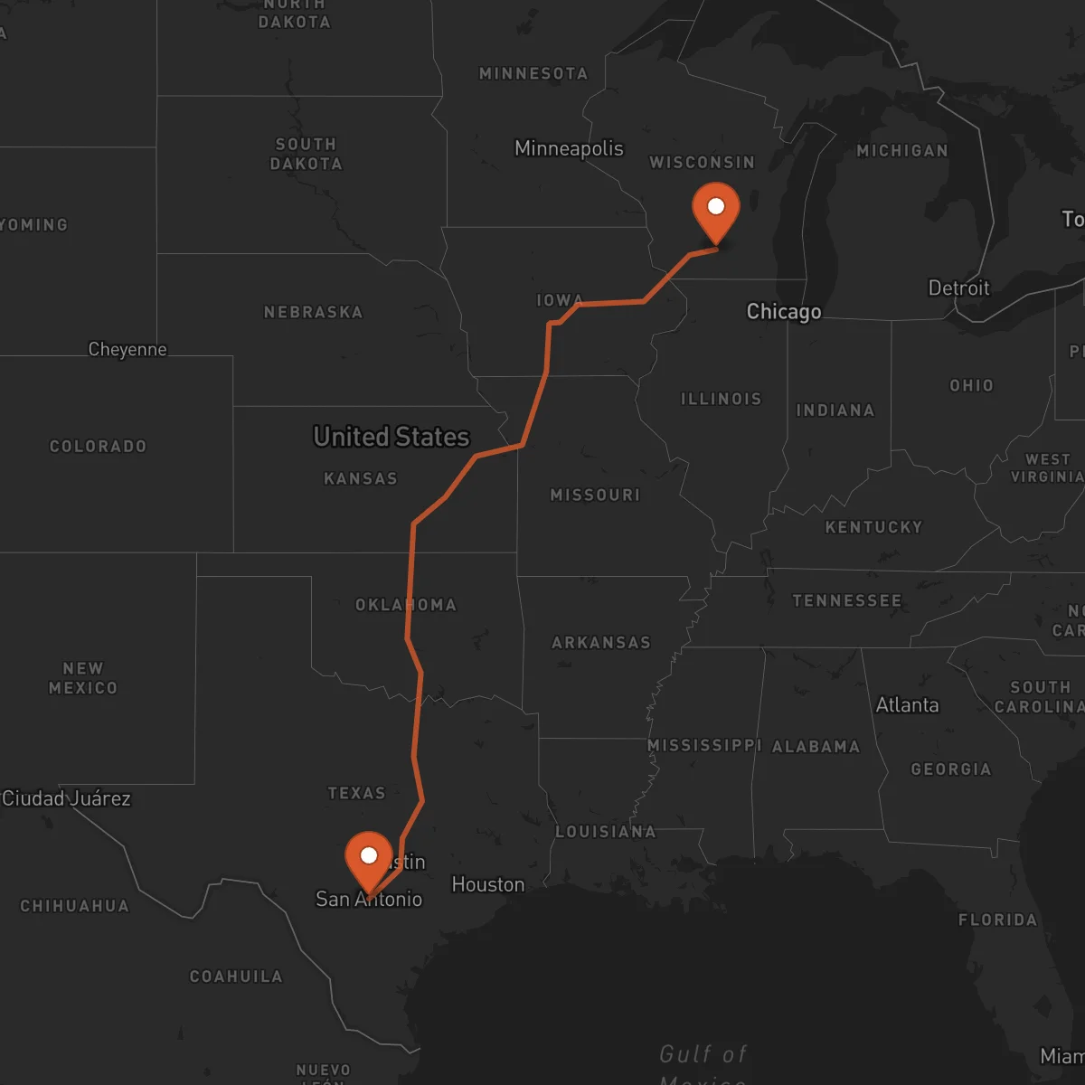 Ruta San Antonio - Madison