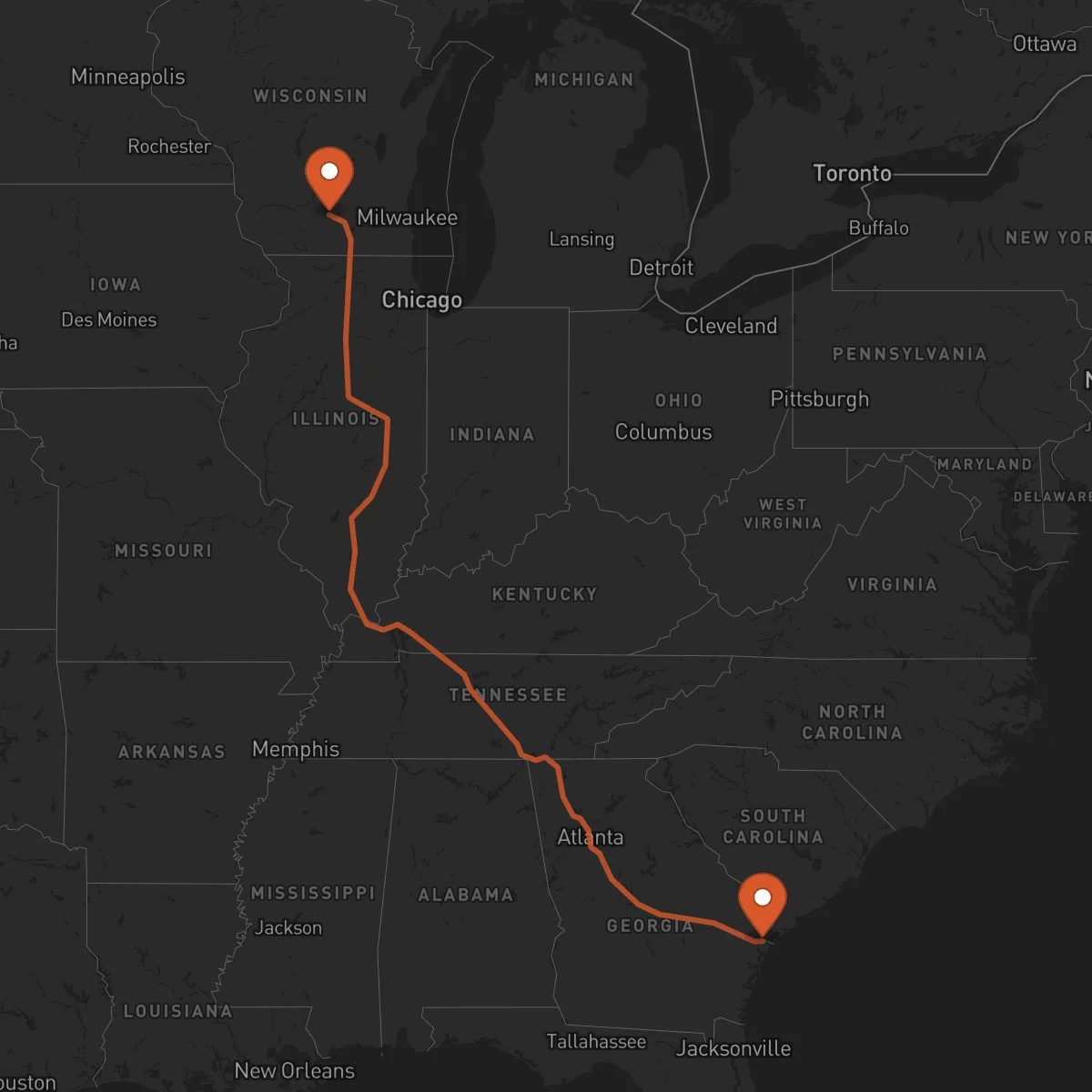 Ruta Savannah - Madison