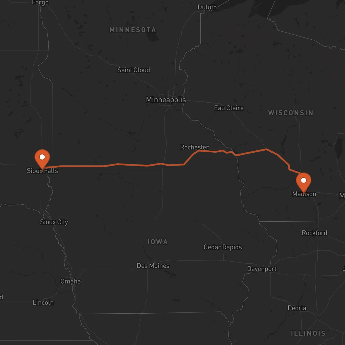Ruta Madison - Sioux Falls