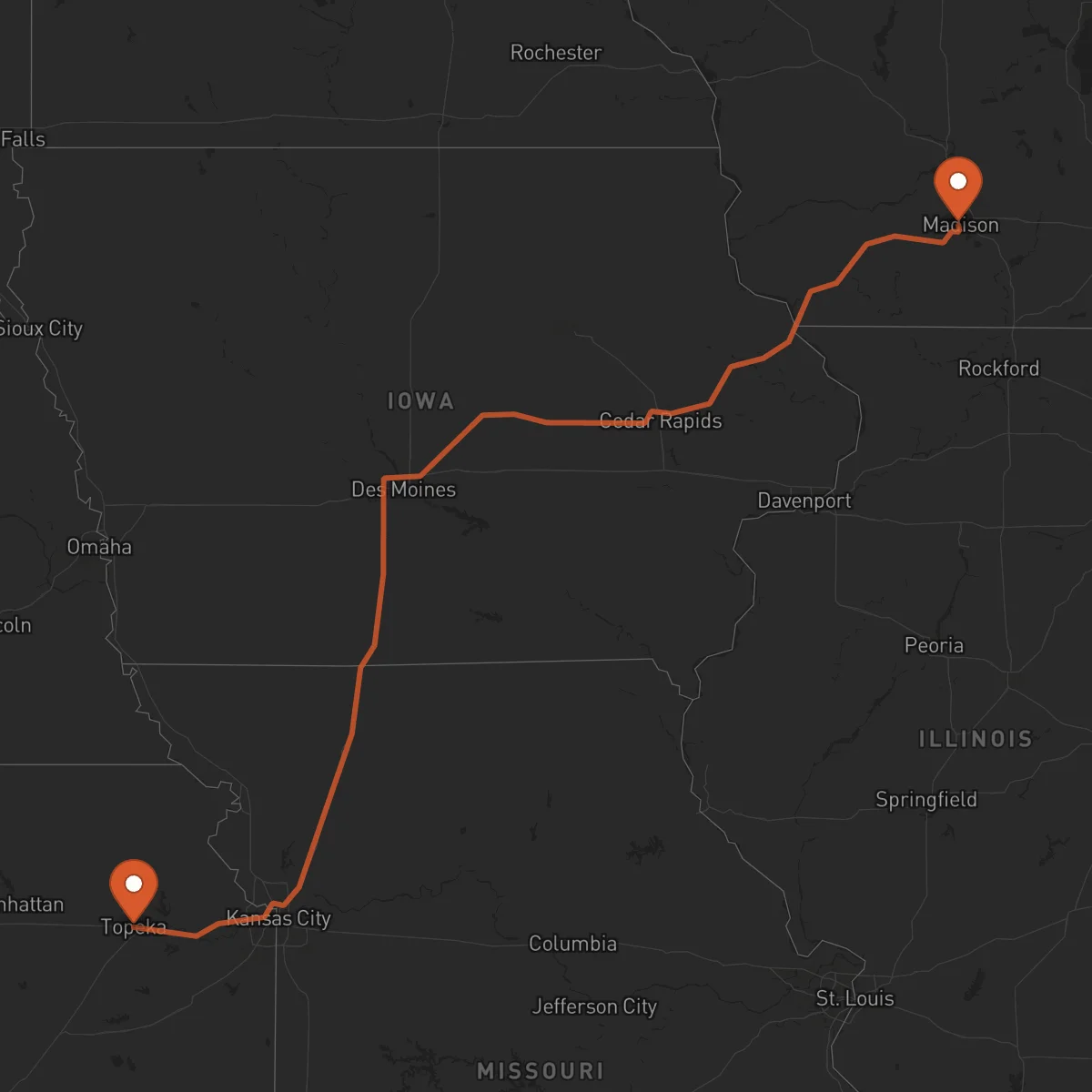 Ruta Topeka - Madison