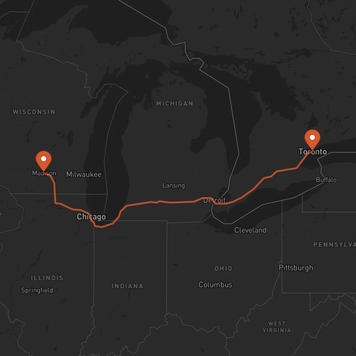 Ruta Toronto - Madison