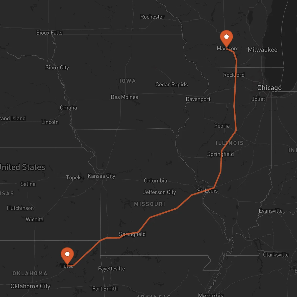 Ruta Madison - Tulsa