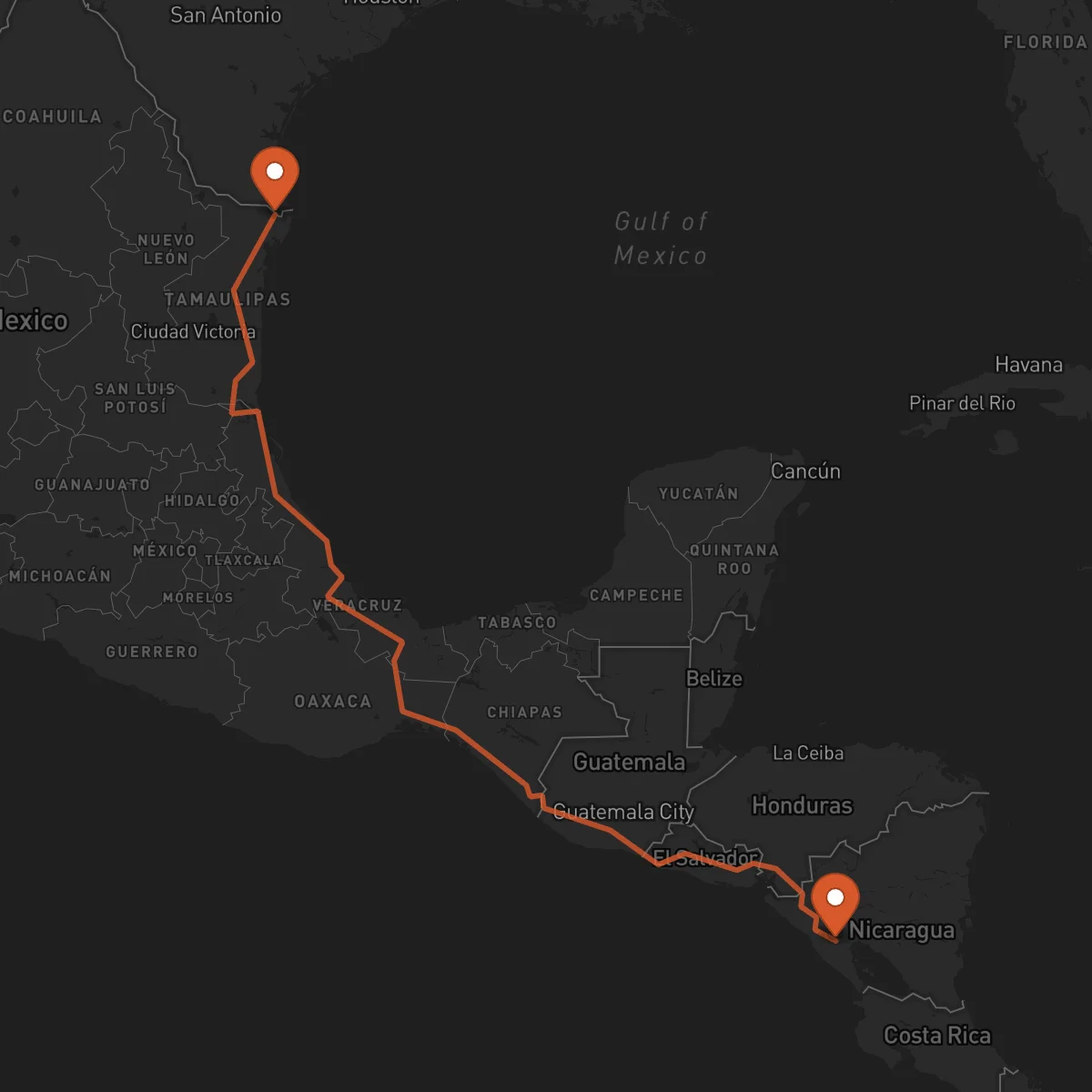 Ruta Matamoros - Manágua