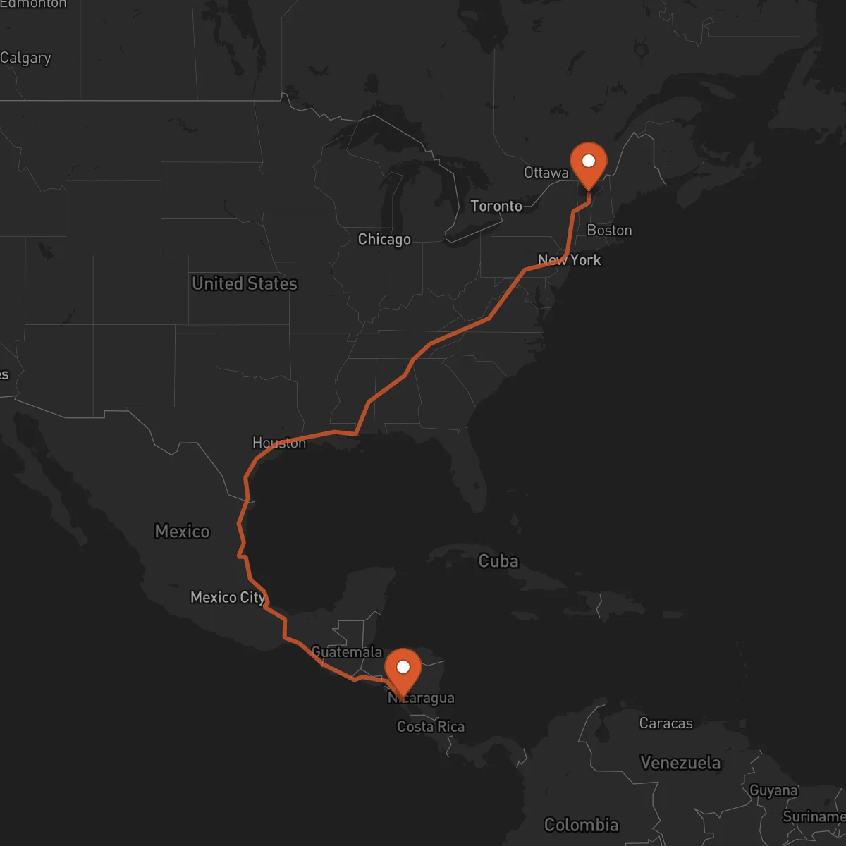 Ruta Managua - Montpelier