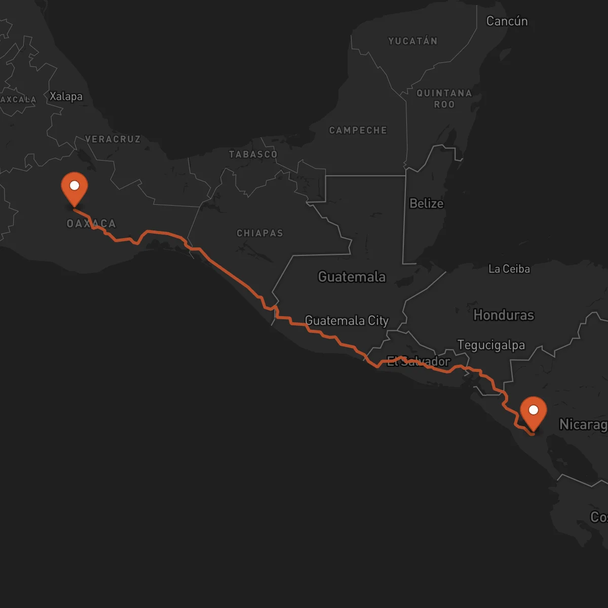 Ruta Managua - Oaxaca de Juárez